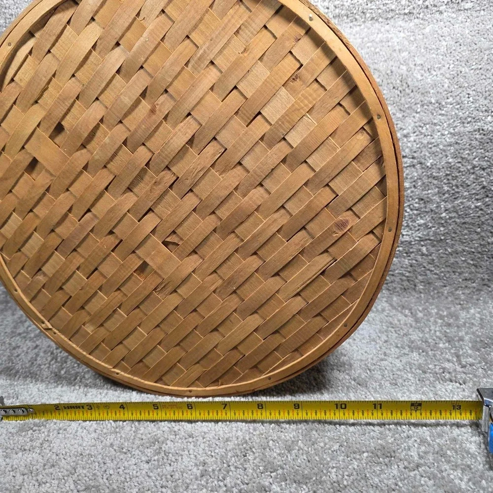 Woven Splint Baskets Natural Wood‎ Round Nesting Lidded Set of 2